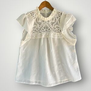 🎉5 for $45🎉 Lida Kate White Top Blouse Shirt Size L